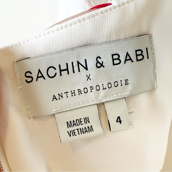 NWT Anthropologie Ivory Sachin & Babi Textured Polka Dot Mini Dress Size 4 - Picture 7 of 9